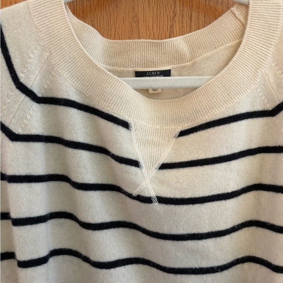 Jcrew Cashmere Striped Navy and White Sweater - Picture 3 of 5